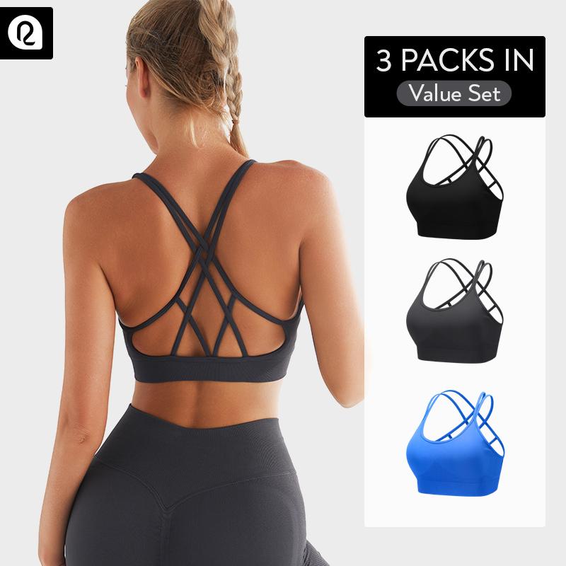 RUNNING GIRL Sports Bra for Women,Padded Strappy Sexy  Sports Bra with Removable Cups Medium Support Workout Yoga Gym Bra