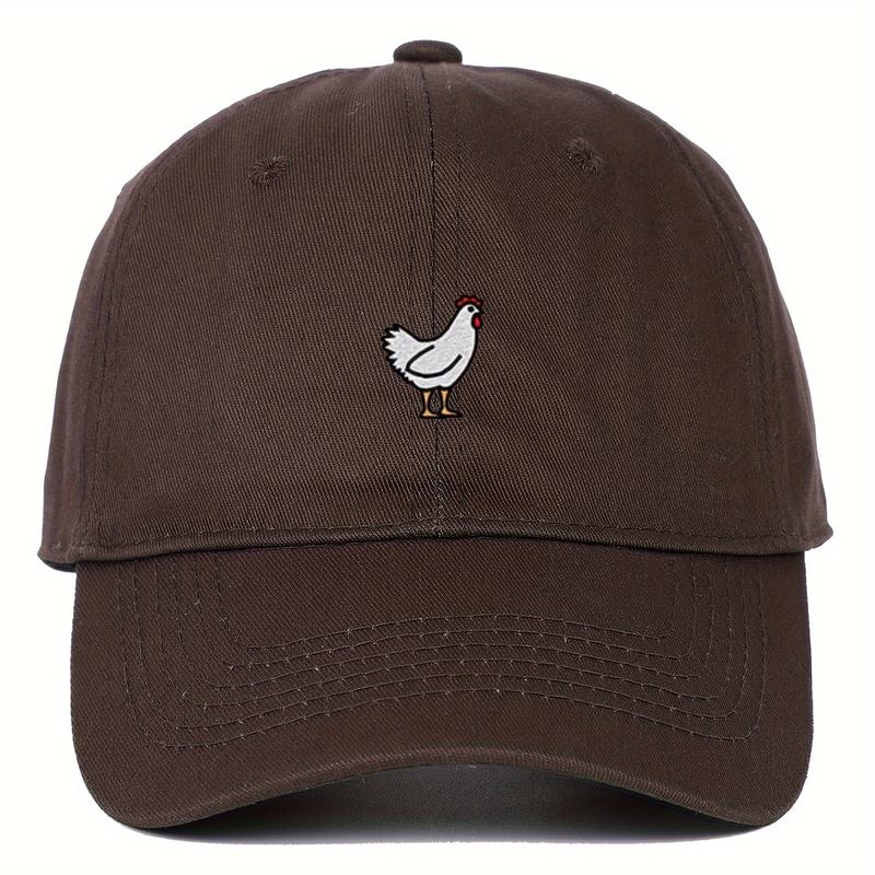 Chicken Embroidery Baseball Cap Solid Color Casual Dad Cap Lightweight Adjustable Sun Hat for Women Men