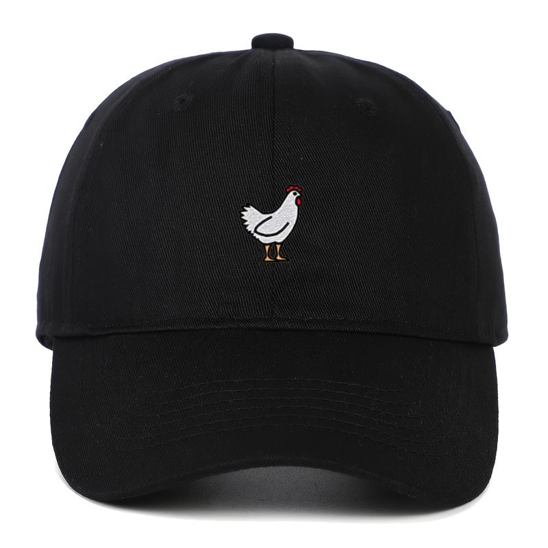 Chicken Embroidery Baseball Cap Solid Color Casual Dad Cap Lightweight Adjustable Sun Hat for Women Men