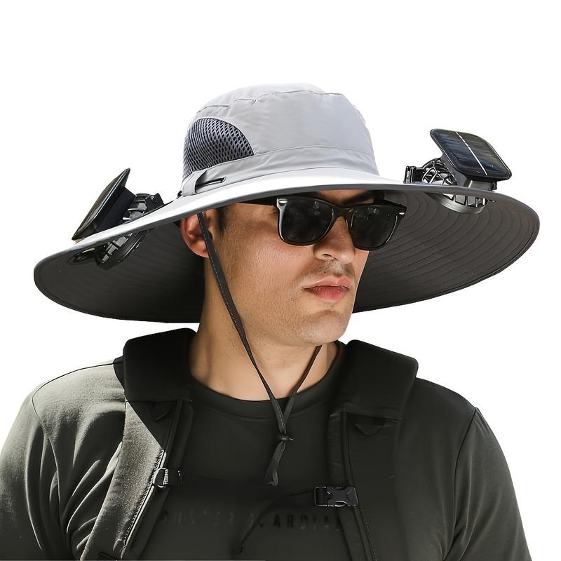 2024 Detachable Fishing Hat-Solar Sun Protection Sun Hat with Fan Solar Fan Hat Dual Power Supply Fan Outdoor Fan