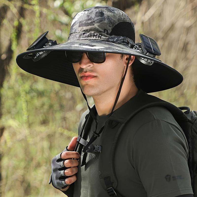 2024 Detachable Fishing Hat-Solar Sun Protection Sun Hat with Fan Solar Fan Hat Dual Power Supply Fan Outdoor Fan