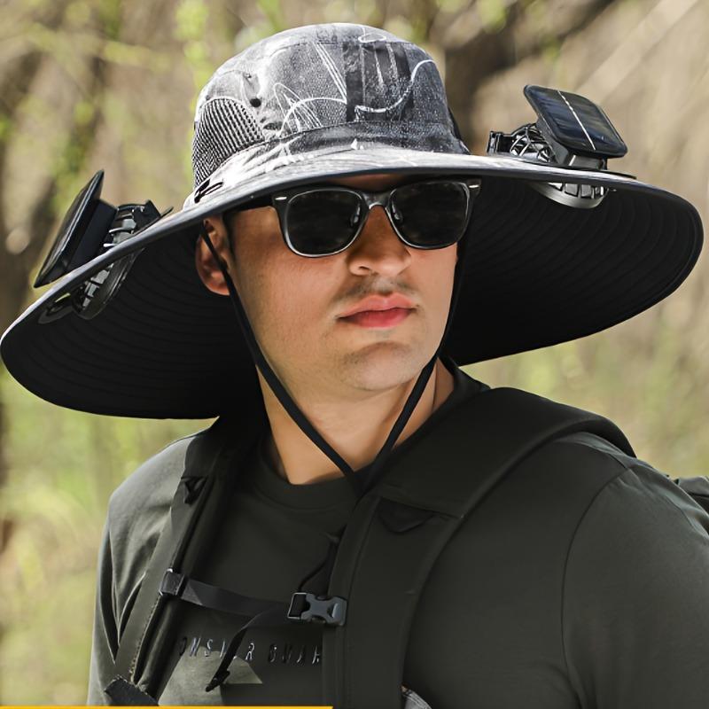 2024 Detachable Fishing Hat-Solar Sun Protection Sun Hat with Fan Solar Fan Hat Dual Power Supply Fan Outdoor Fan