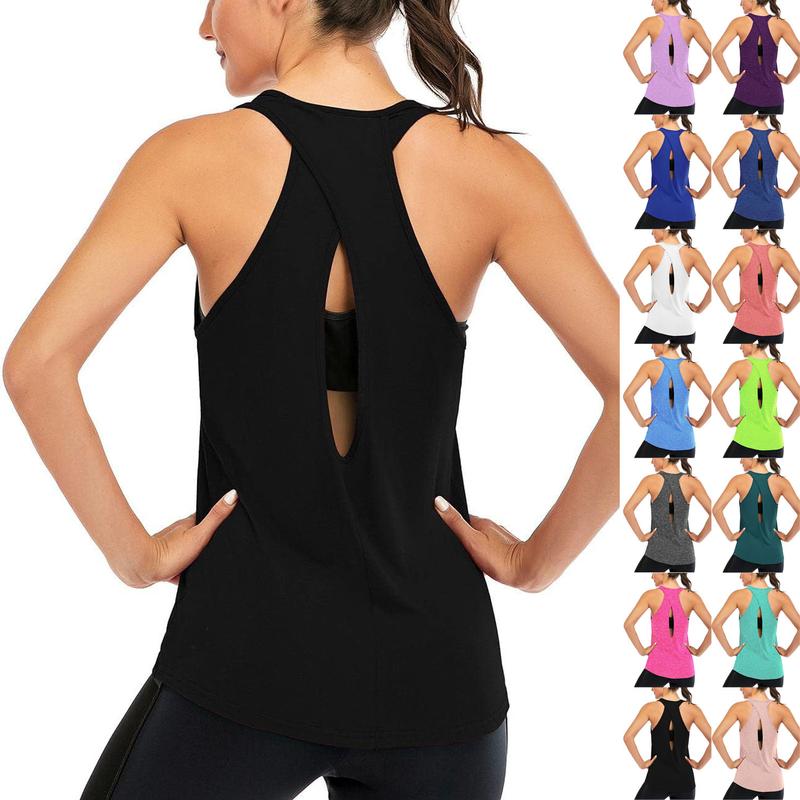 Womens Cross Backless Workout Tops for Women Racerback Tank Tops Open Back Running Tank Tops Muscle Tank Yoga Shirts