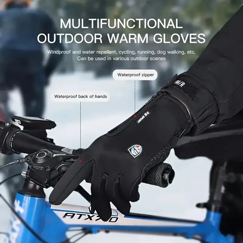 Men's Zipper Design Sports Outdoor Warm Gloves, 3 Pairs Non-slip Wear-resistant Windproof Touch Screen Gloves, Sport Gloves Suitable for Skiing, Cycling, Daily Outdoor Activity