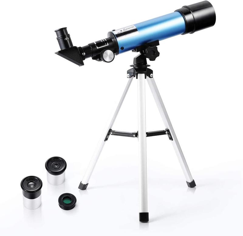 Telescope for Beginners Kids, Portable 90X Astronomical Telescope with Tripod, 2 Eyepieces, 1.5X Barlow Len