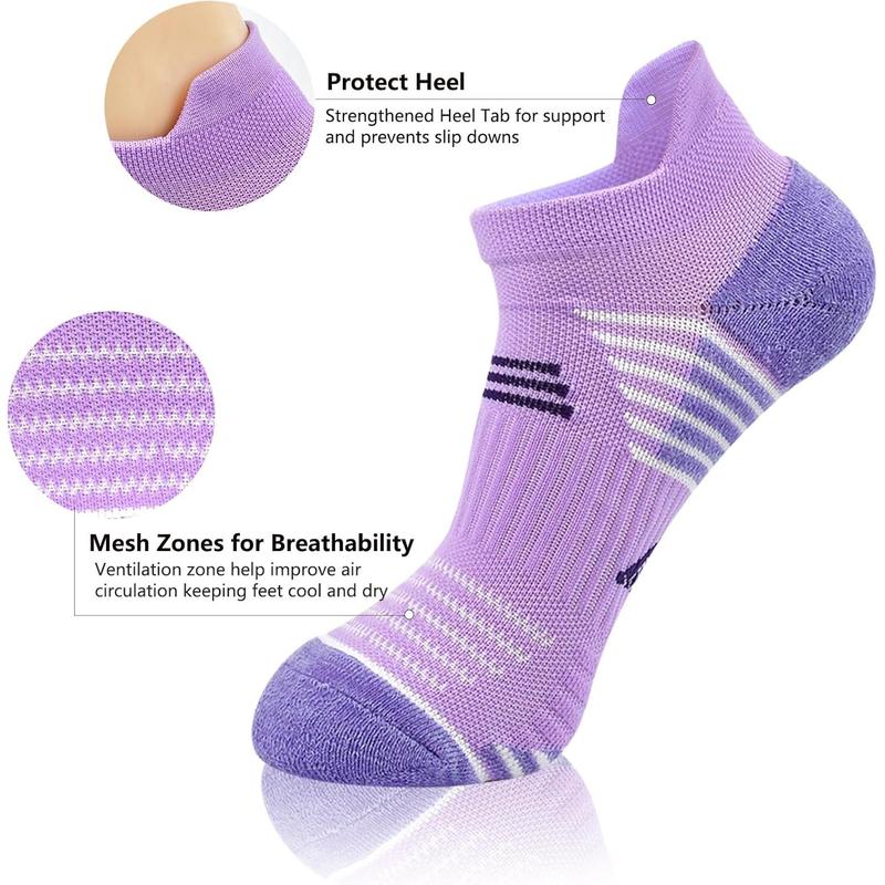 Womens Ankle Socks Athletic Cushioned Breathable Performance Sport Tab Cotton Quarter Women's Running Socks 6 Pack