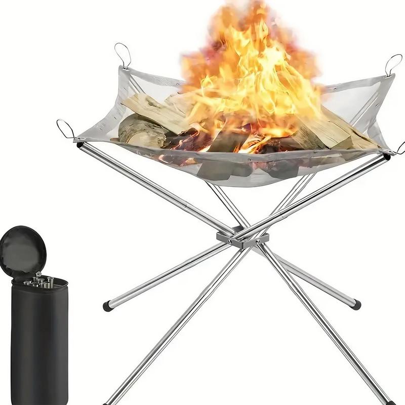 Portable Folding Camping Fire Pit, Stainless Steel Fire Pit with Carry Bag, Outdoor Wooden Fire Pit for Camping, Hiking, Picnic