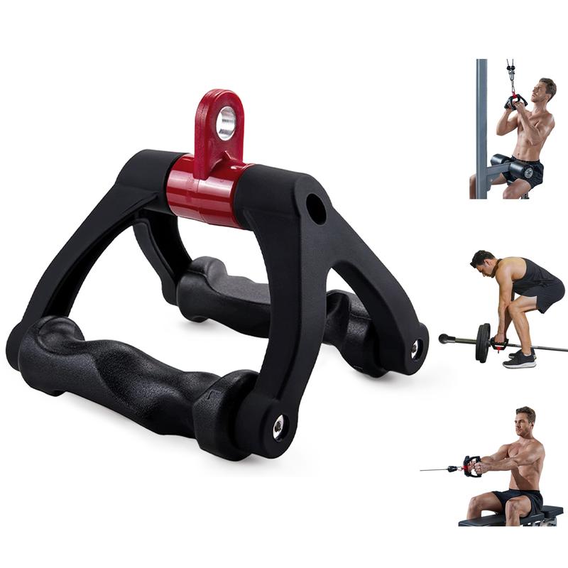 Ergonomic Double D-shaped Handles, sweat-resistant and non-slip TPE material, fitness equipment accessory, Heavy Duty Cable Attachment, Seated Cable & V Bar Row, Triangle V-shaped handle LAT Pulldown Attachment, suitable for gyms and other locations.