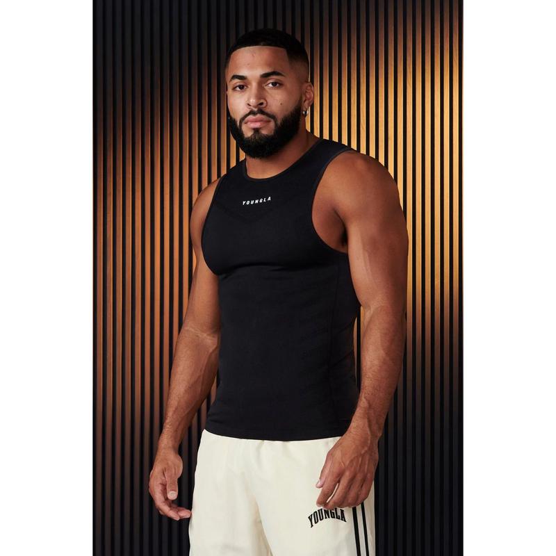 YOUNGLA American New Sports Fitness Jogger Men'S Undershirt Quick-Drying Breathable Stretch Training Sleeveless T-Shirt