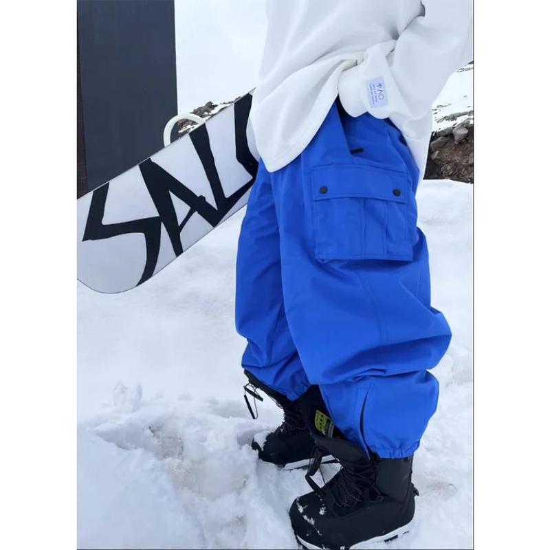 Women's Oversize Khaki Color Ski Pants Outdoor Windproof Waterproof Snow Sports Bibs Trousers Ski Snowboard Pants Cargo Pants