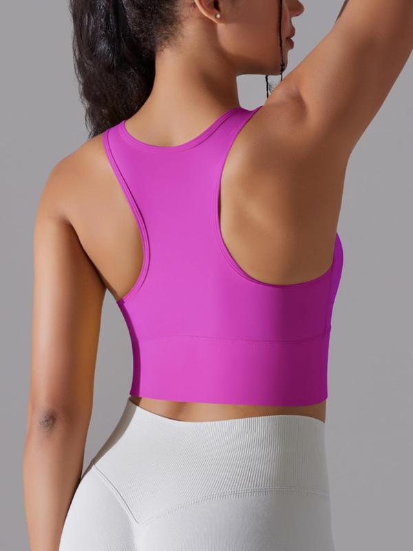 Women's Solid Wireless Sports Bra, Breathable Comfortable Racerback Sports Lingerie Top, Ladies Sportswear Clothing for Yoga Gym Workout