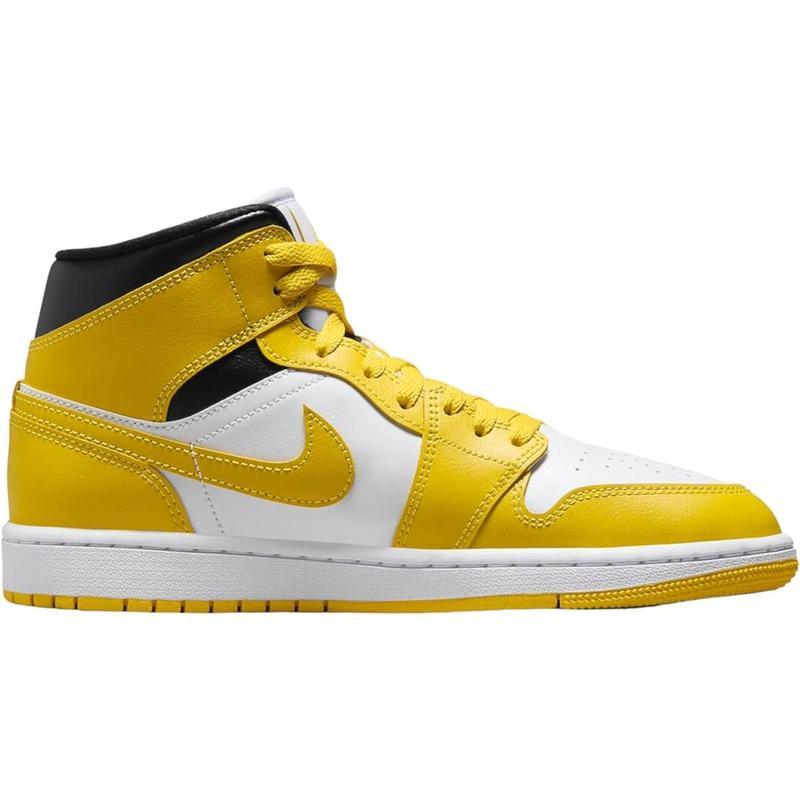 Women's Jordan 1 Mid White Vivid Sulfur-Black (BQ6472 170)