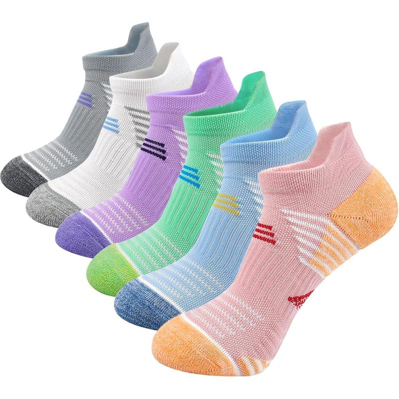 Womens Ankle Socks Athletic Cushioned Breathable Performance Sport Tab Cotton Quarter Women's Running Socks 6 Pack