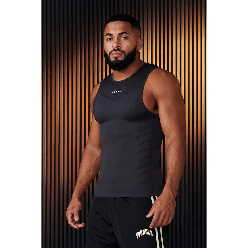 YOUNGLA American New Sports Fitness Jogger Men'S Undershirt Quick-Drying Breathable Stretch Training Sleeveless T-Shirt