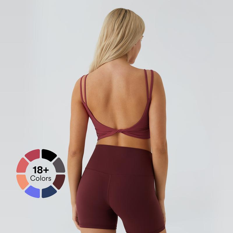 Halara Double Straps Backless Twisted Cropped Yoga Tank Top