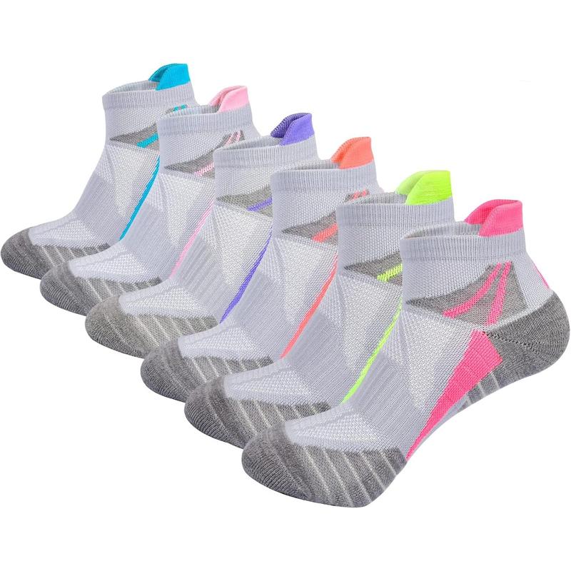 Womens Ankle Socks Athletic Cushioned Breathable Performance Sport Tab Cotton Quarter Women's Running Socks 6 Pack