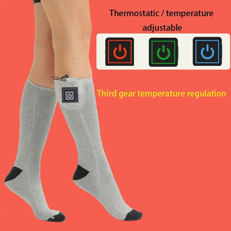 Winter Electric Heated Socks Men Women Thermal Cotton Heated Socks Elastic Comfortable Foot Warmer Socks for Outdoor Skiing