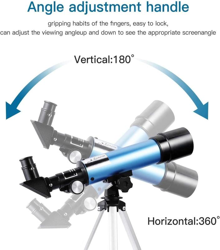 Telescope for Beginners Kids, Portable 90X Astronomical Telescope with Tripod, 2 Eyepieces, 1.5X Barlow Len