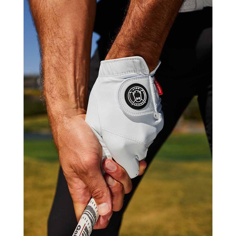 GHOST White Premium Golf Glove – AAA Cabretta Leather, Signature Pull Tab, USGA Conforming