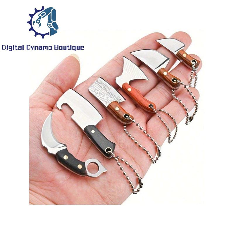 [DDB] 6Pcs Mini Knife Set Tiny Knives With Sheaths Chef Knife EDC Bottle Opener Keychains Small Cleaver Pocket Knife With Sharpener Outdoor Fishing Tools