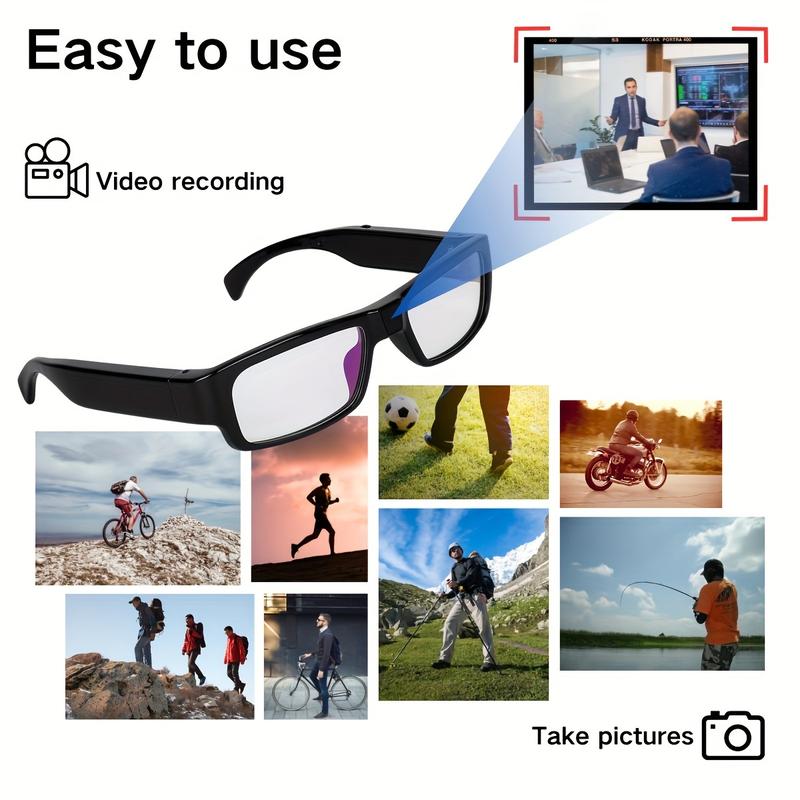 1pc Video Glasses, HD 1080P Sport DV Camera, Portable Camera Glasses, Wide Angle 65°, Wearable Mini Camera Glasses, 64GB Memory Card, Sports Recording Glasses, Riding, Running, Outdoor Sports HD Glasses