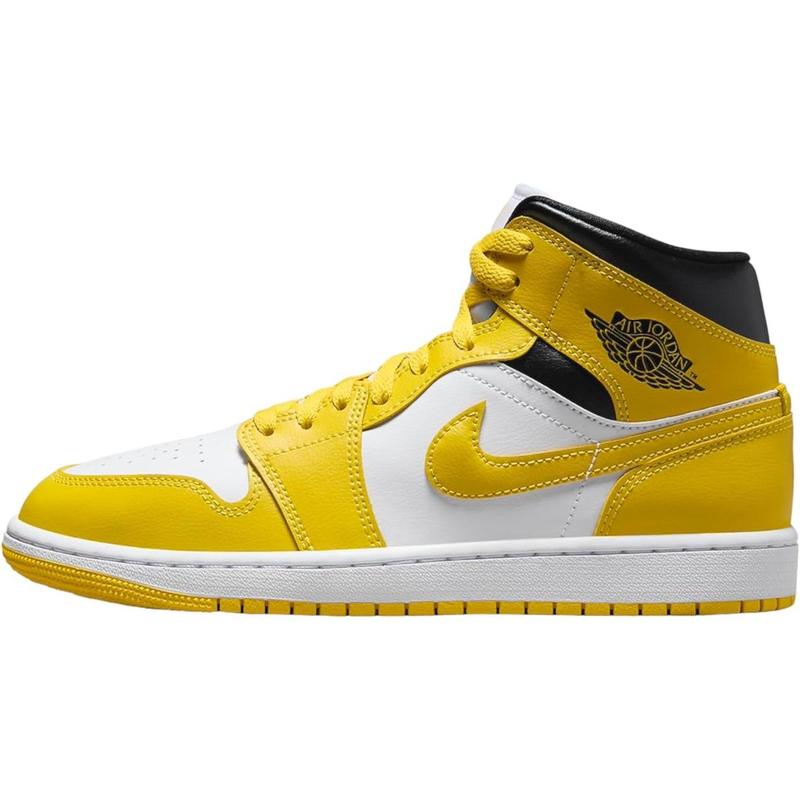 Women's Jordan 1 Mid White Vivid Sulfur-Black (BQ6472 170)