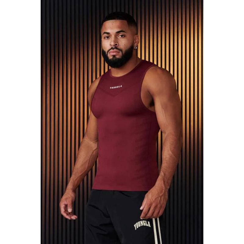 YOUNGLA American New Sports Fitness Jogger Men'S Undershirt Quick-Drying Breathable Stretch Training Sleeveless T-Shirt