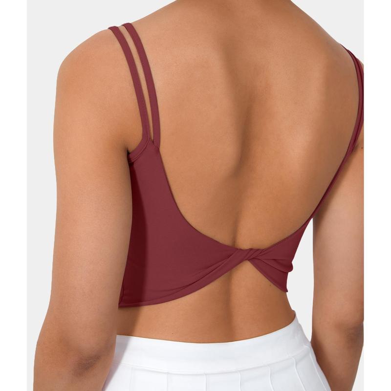 Halara Double Straps Backless Twisted Cropped Yoga Tank Top