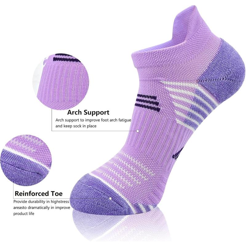 Womens Ankle Socks Athletic Cushioned Breathable Performance Sport Tab Cotton Quarter Women's Running Socks 6 Pack