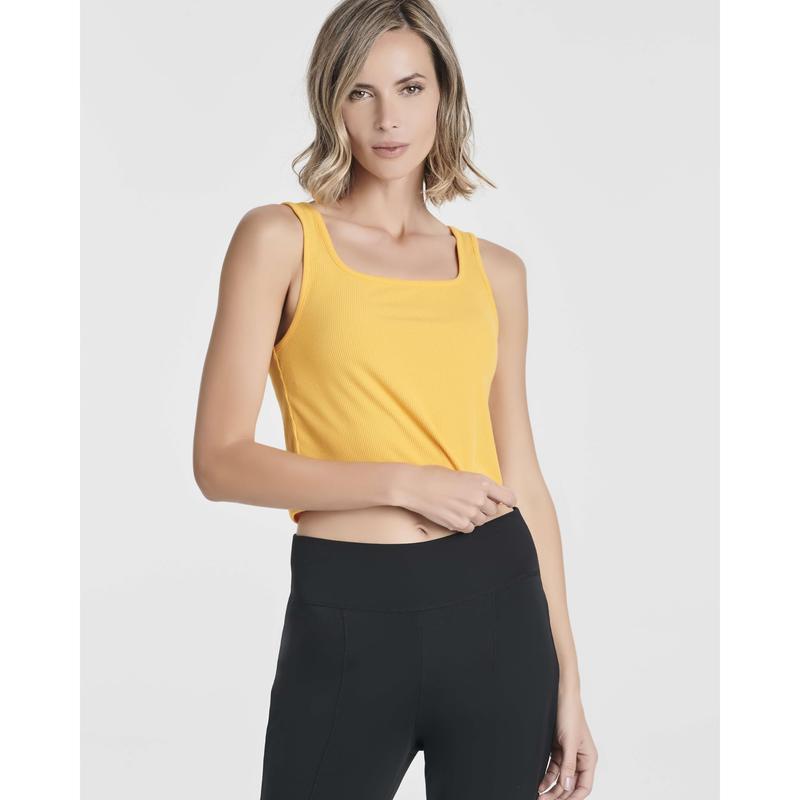 Real Essentials 5 Pack: Women's Soft Knit Ribbed Square Neck Cropped Tank Top - Sleeveless Crop Tops