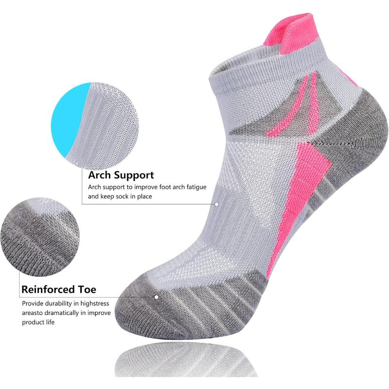 Womens Ankle Socks Athletic Cushioned Breathable Performance Sport Tab Cotton Quarter Women's Running Socks 6 Pack