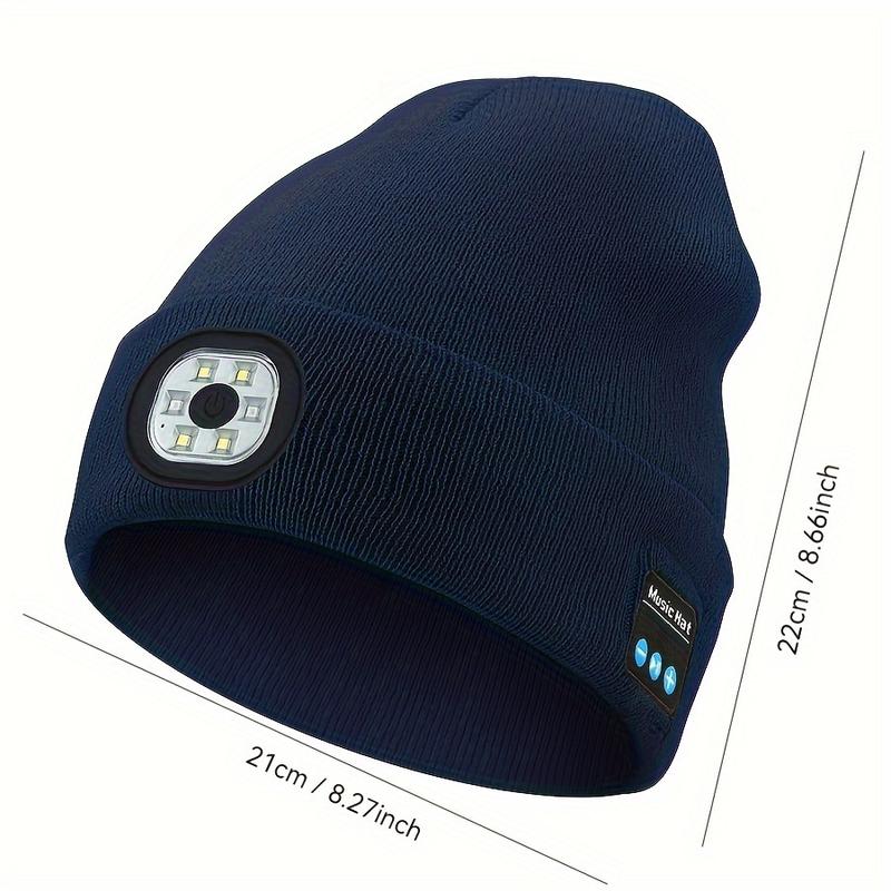 USB Rechargeable LED Music Cap-Unisex Acrylic Knitted Hat, Built-in Headphone, Speaker and Microphone-Perfect Choice for Outdoor Activities