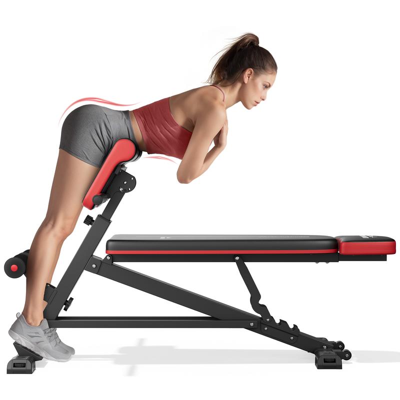 FLYBIRD 3 in 1 Workout Bench, Roman Chair, Weight Bench Sit Up Bench for Hyper Back Extension, Abdomen core and Comprehensive Glute Training