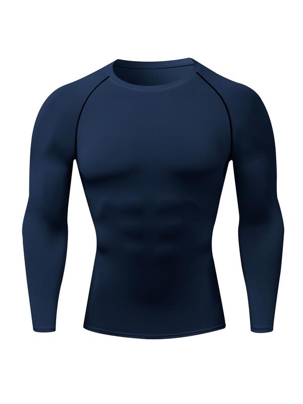 Men's Wing Print Long Sleeve Compression Sports Tee, Graphic Tees for Men, Men's Compression Shirts, Quick Drying Breathable Crew Neck T-shirts Workout Tops for Gym Running, Back-to-school Clothing, Fall Outfits