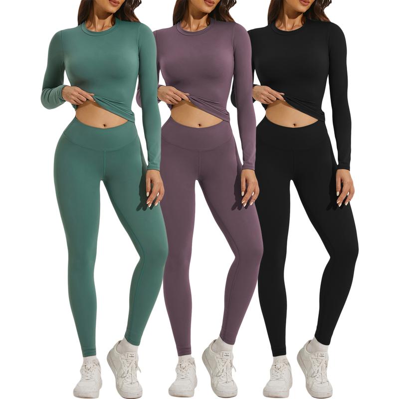 Women's 3 Pack Casual Jumpsuit Set - 2 Pieces Outfits Bodysuit with Pants Yoga Workout Jumpsuits,Tummy Control Athletic Rompers