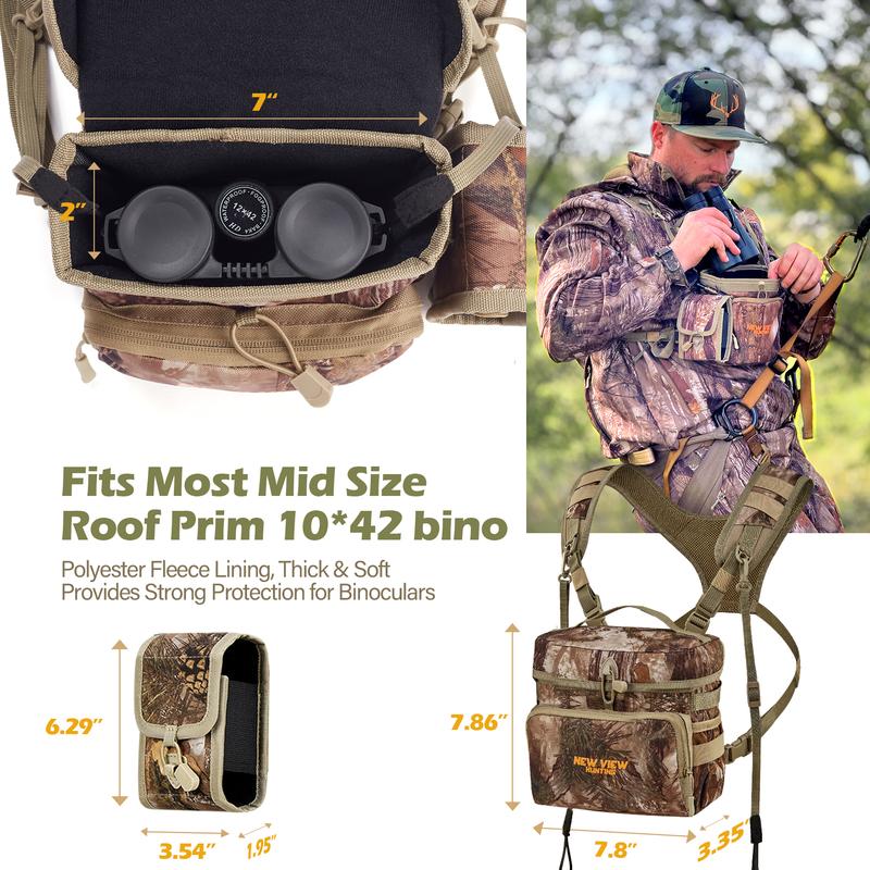 New View Binocular Harness Chest Pack with Detachable Rangefinder Pouch,Adjustable Bino Harness, Rain Cover included