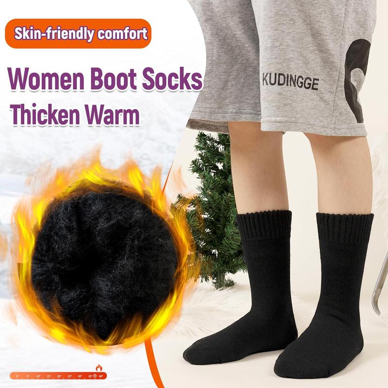 Women Heated Socks Ski Winter Thermal Hiking Snowboarding Thick Boot Insulated Socks 3 Pairs