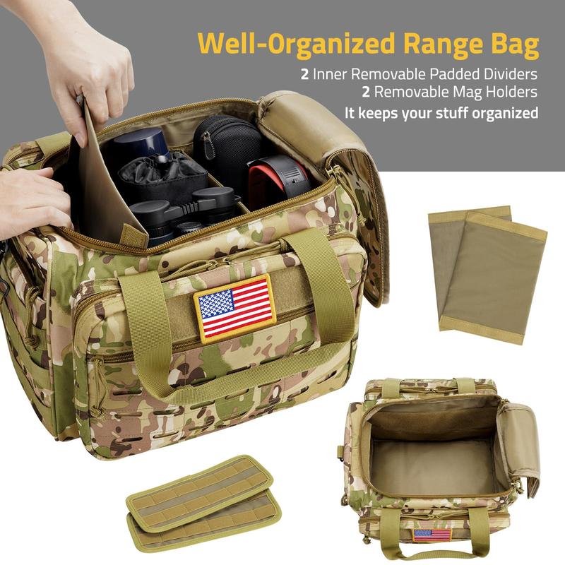 Tactical Range Bag Shooting Range Duffle Bag, Range Bag Hunting Case Bag with Lockable Zipper for Shooting Range Outdoor