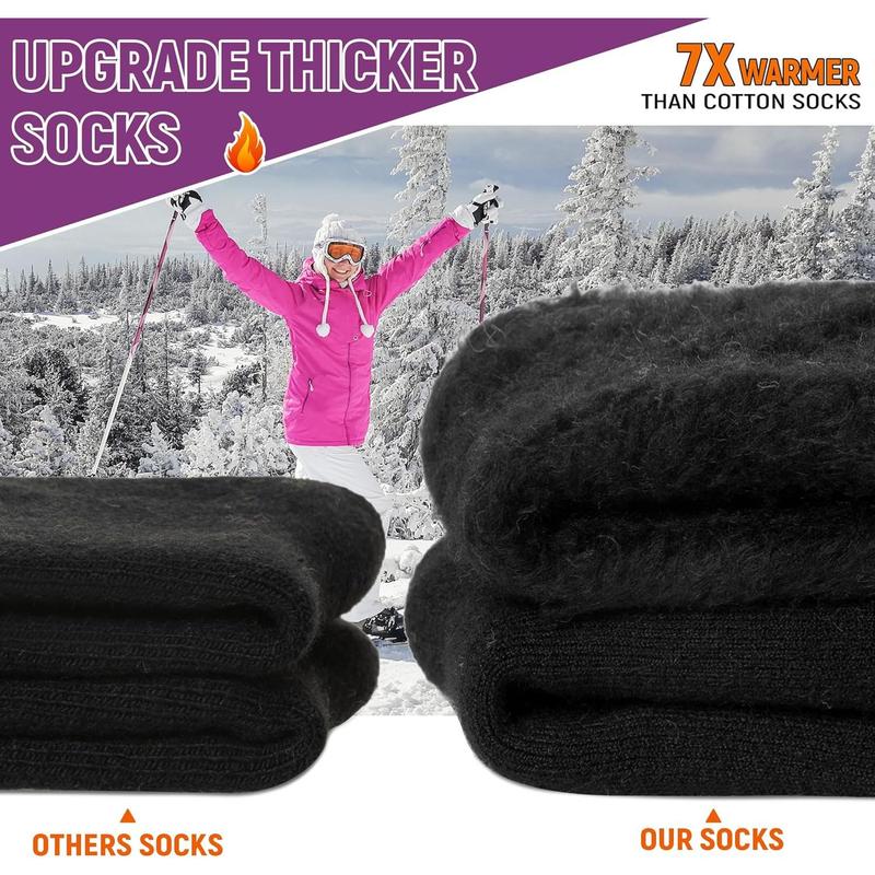 Women Heated Socks Ski Winter Thermal Hiking Snowboarding Thick Boot Insulated Socks 3 Pairs