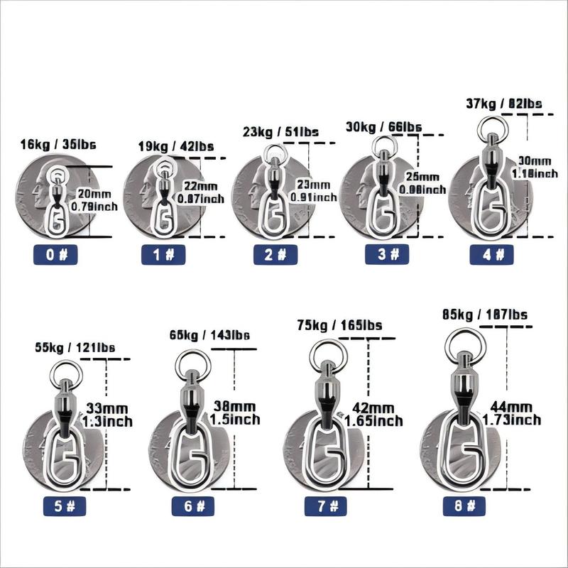 Fishing Swivels Snap, 20pcs Stainless Steel Ball Bearing Swivel, Split Ring Fishing Snap, Rolling Swivel, Fishing Lure Connectors