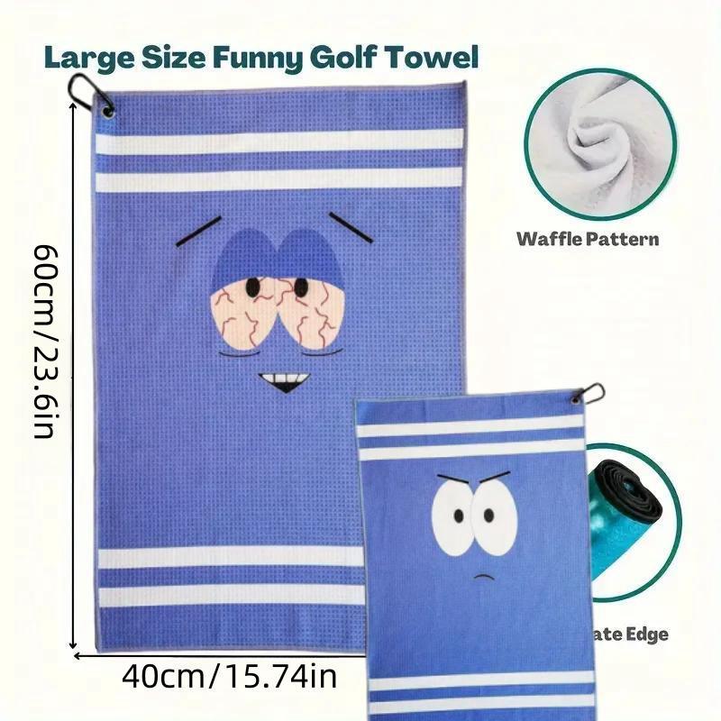 Cartoon Pattern Golf Towel with Clip, 1 Count Portable Breathable Absorbent Golf Towel, Golf Accessories for Men & Women