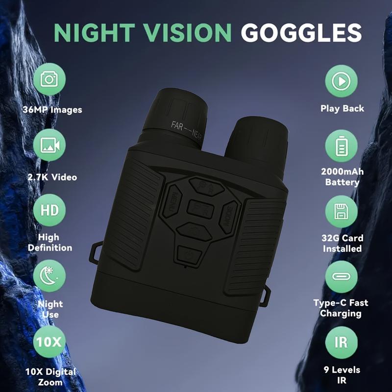 Infrared Night Vision Binoculars, Suitable for Outdoor Use, Suitable for Adults, 32GB Card Storage Data, Good Helper for Camping and Hunting Safety