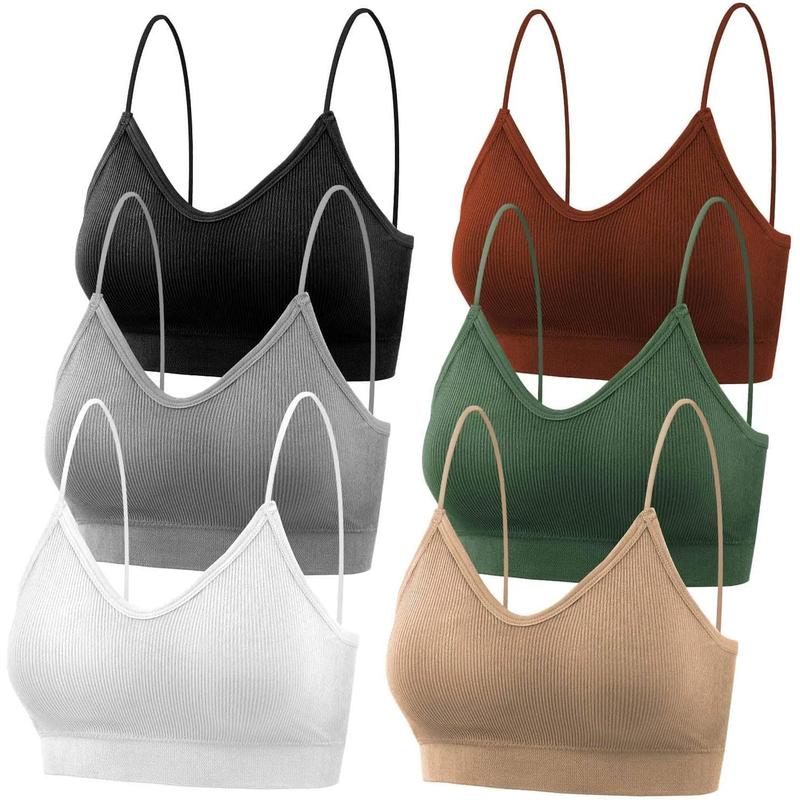 Clearance Items 2024 Padded Bralettes for Women, 6 Pcs Sports Bras for Women Pack, V Neck Cami Bando Bra for Women Girls