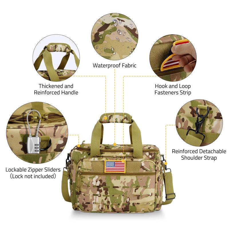 Tactical Range Bag Shooting Range Duffle Bag, Range Bag Hunting Case Bag with Lockable Zipper for Shooting Range Outdoor