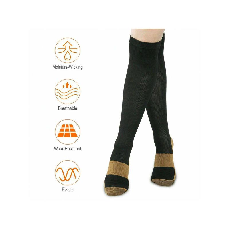 10 Pairs Copper Compression Socks Mens Womens S M L XL XXL 20-30mmHg Support Knee High Socks Stockings Unisex Energy Ankle Support Running Athletic Sports Fitness Socks