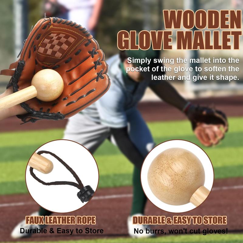 11 Pcs Baseball Glove Break in Kit Include Glove Mallet Wood Shaping Hammer Practice Ball 6 Locks 2 Wrap Band 1 Glove Conditioner for Youth Adult Softball Baseball Catchers Accessories