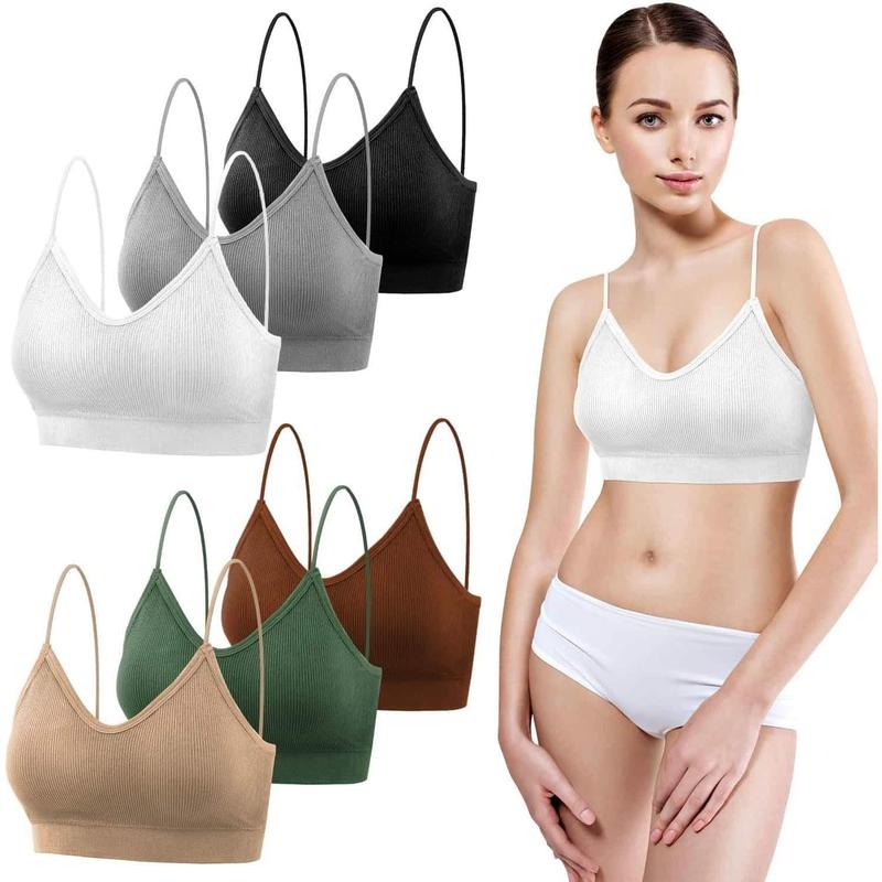 Clearance Items 2024 Padded Bralettes for Women, 6 Pcs Sports Bras for Women Pack, V Neck Cami Bando Bra for Women Girls