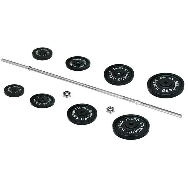 100-Pound Set comprising a Cast Iron Standard Weight along with a 5FT Standard Barbell equipped with Star Locks