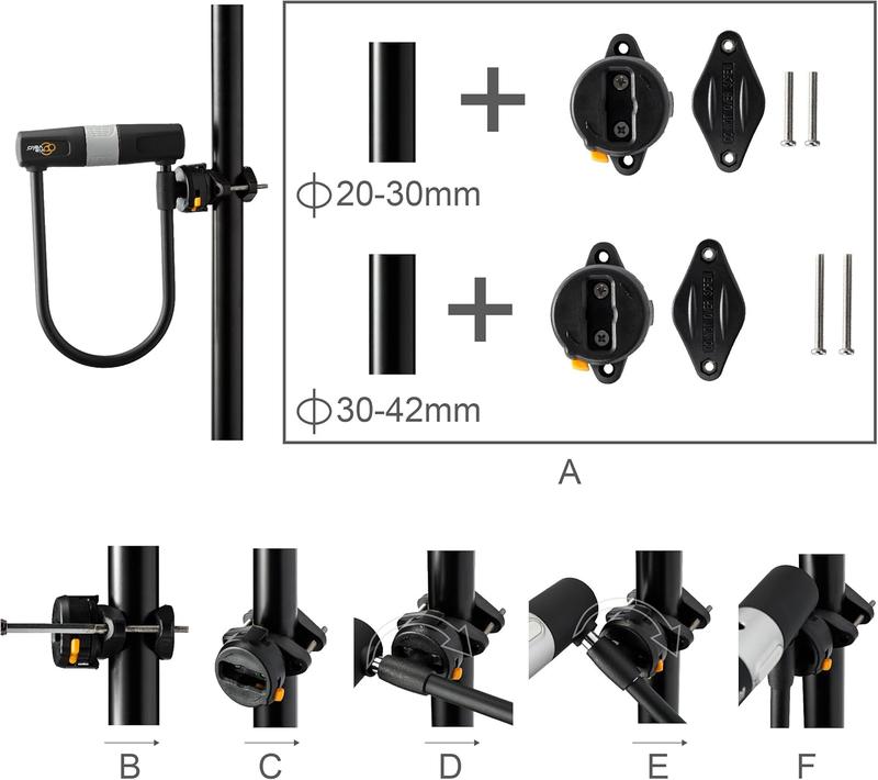 Bike U Lock with  -  Heavy Duty Bicycle U-Lock,14mm Shackle and 10mm x1.8m  with Mounting Bracket for Road, Mountain, Electric & Folding Bike