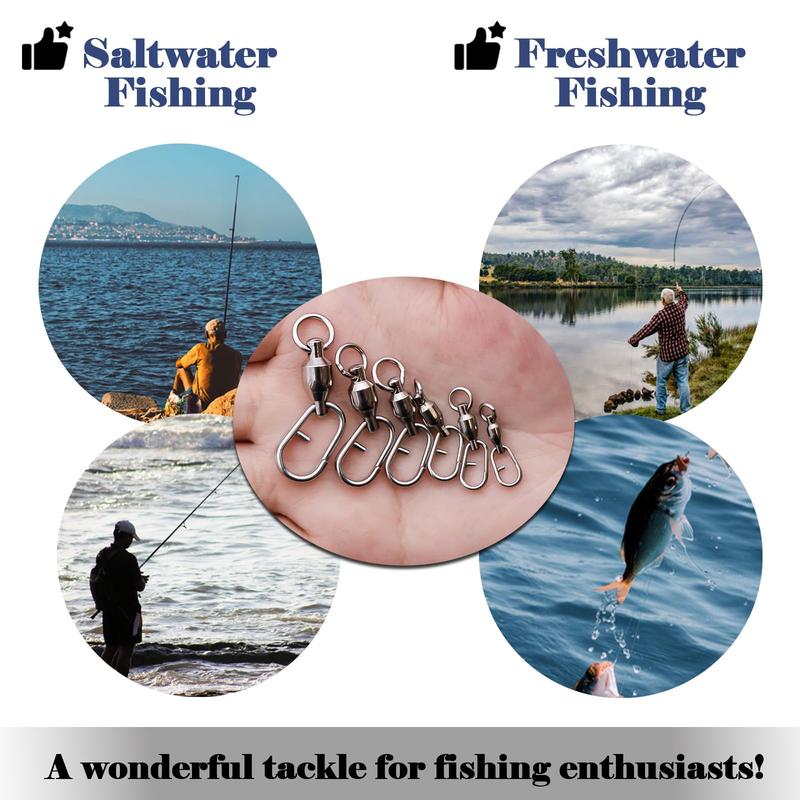 Fishing Swivels Snap, 20pcs Stainless Steel Ball Bearing Swivel, Split Ring Fishing Snap, Rolling Swivel, Fishing Lure Connectors